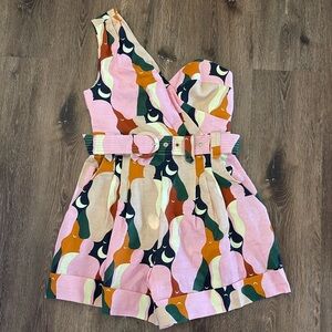 Farm Rio The Kiss multicolor one shoulder romper